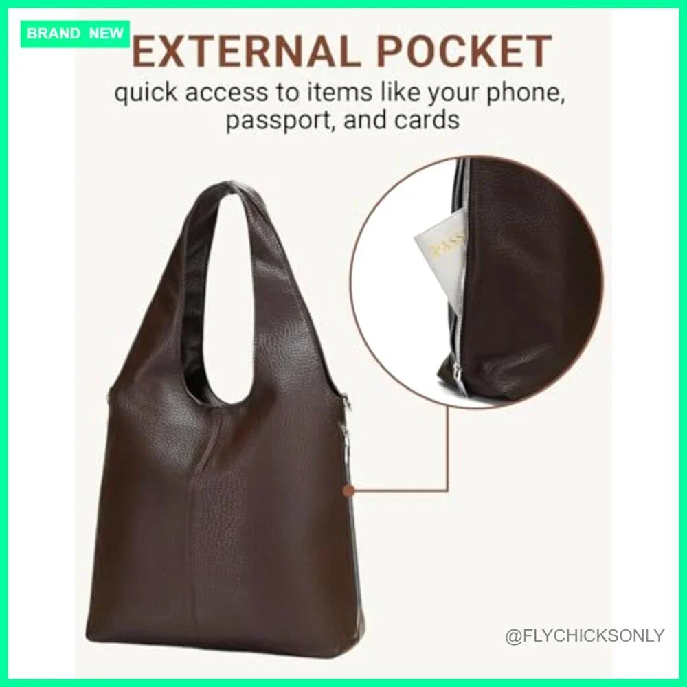 Medium Vegan Leather Hobo Bag with Adjustable Strap, Multiple Pockets